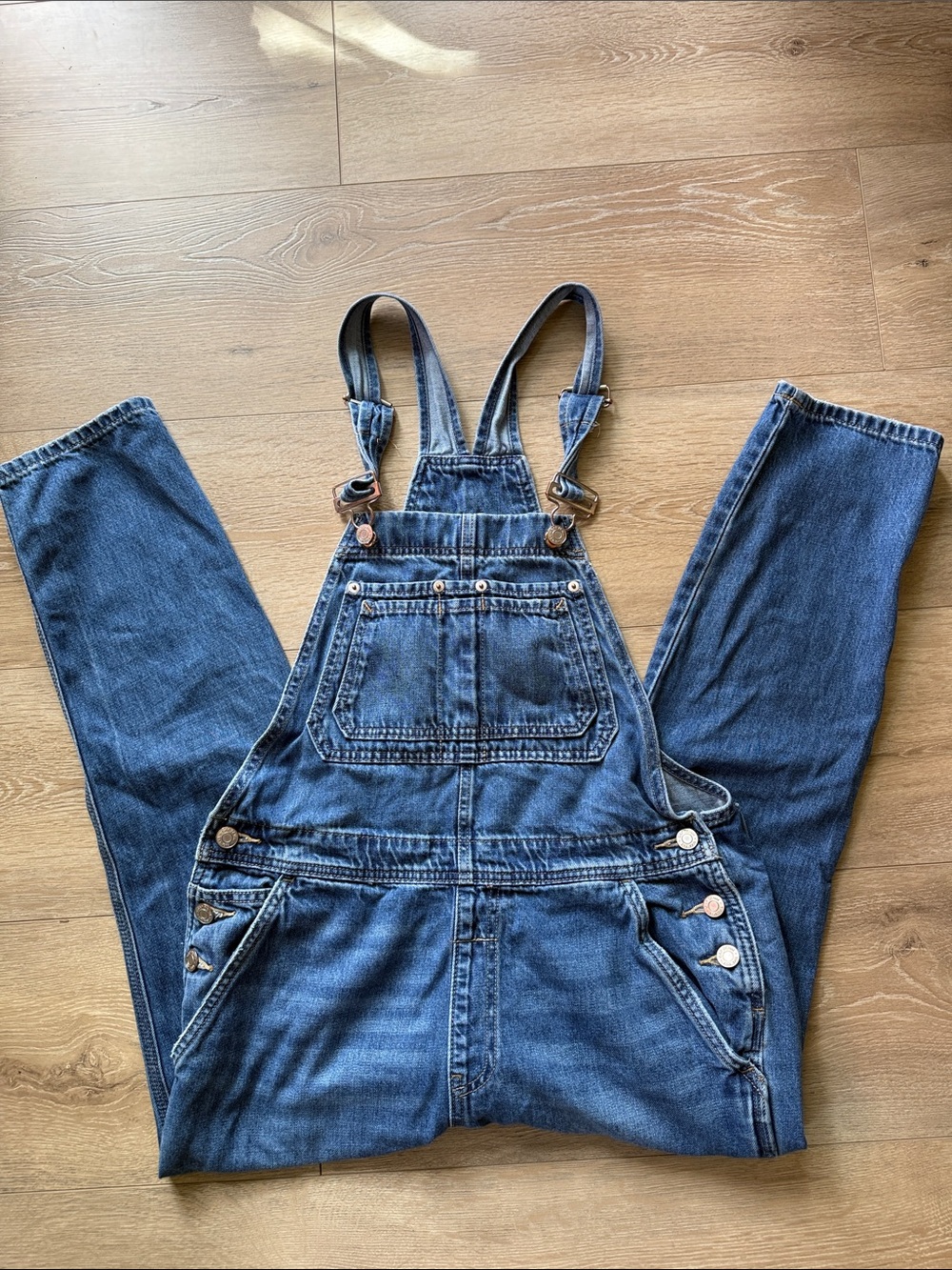 GAP Women's Dark Blue Denim Overalls with Bib Pocket